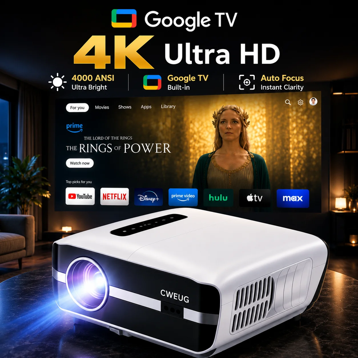 Home Cinema Gadgets - جهاز عرض NewA9S بدقة 4K مع