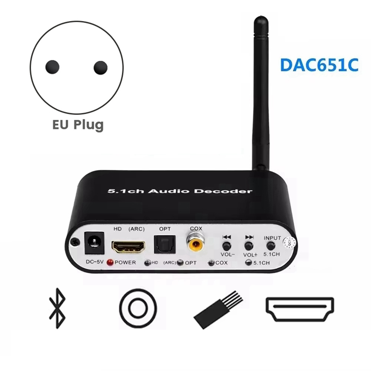 AU47-DAC651C 5.1 جهاز فك ترميز - مراجعة Surround Sound Decoder وسعره